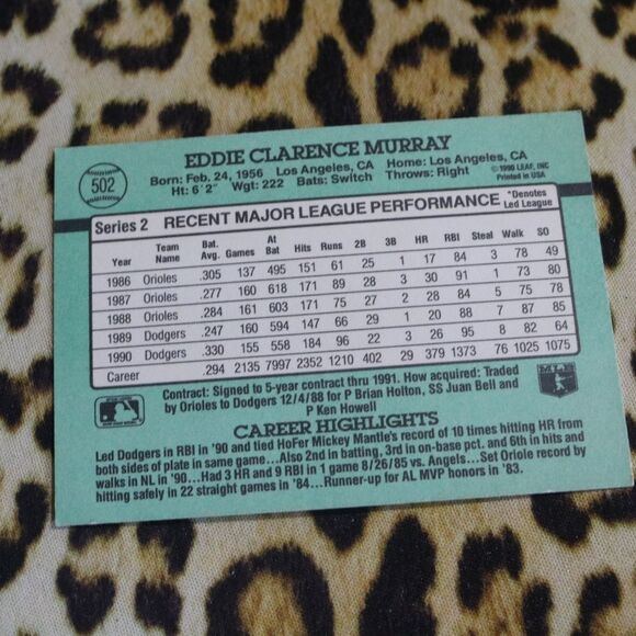 Eddie Murray #502 Baseball Card - Picture 2 of 2